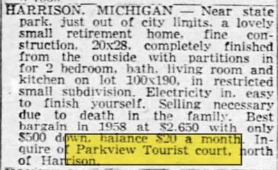 Parkview Tourist Court - Sep 1958 Ad (newer photo)